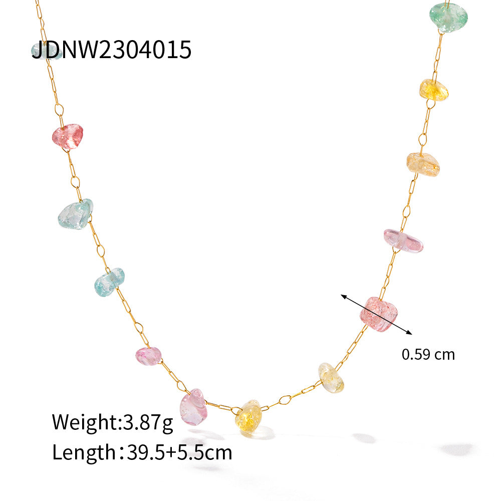 Women's Colorful Natural Stone Beaded Fashion Light Necklaces