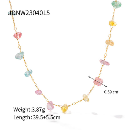 Women's Colorful Natural Stone Beaded Fashion Light Necklaces