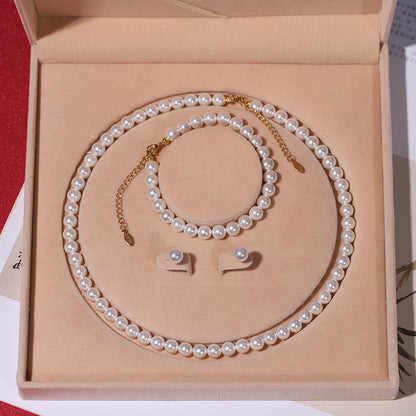 Women's Pearl Three-piece Set Ornament Mother's Day Necklaces