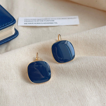 High-grade Sense Blue Color Enamel Design Blooming Earrings