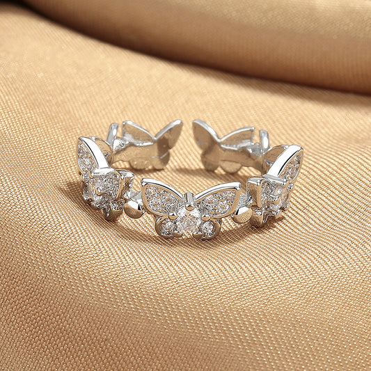 Women's High-grade Butterfly Design Cold Style Fashion Open Index Rings