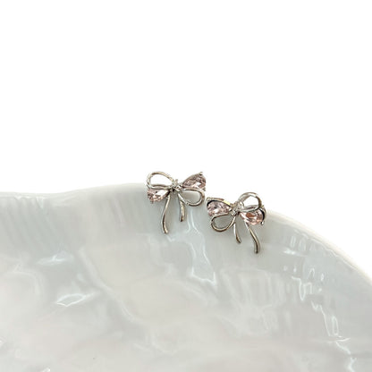 Women's Bow Water Drop Pink Zircon For Earrings