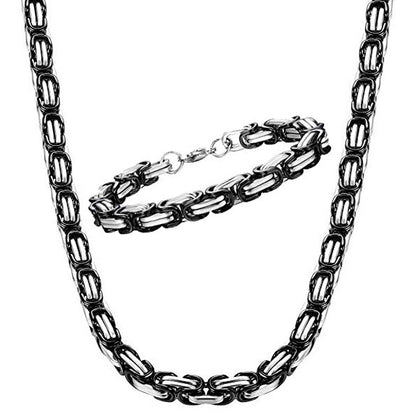 Men's Fashion Domineering Stainless Steel Handmade Square Buckle Emperor Necklaces