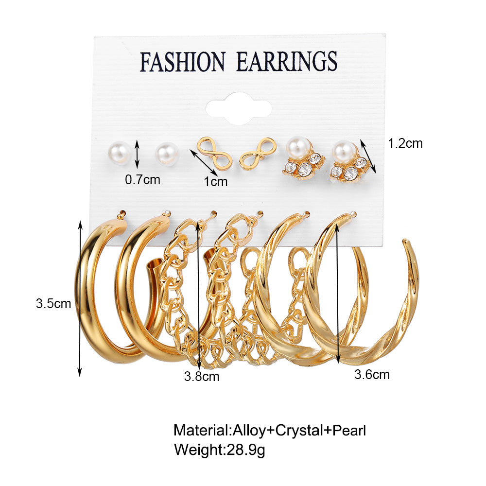 Han Metal Circle Chain Earings Set Creative Earrings