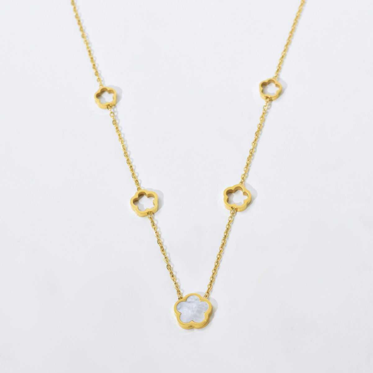 Women's Fashion High-grade Titanium Steel Gold-plated Clover Necklaces