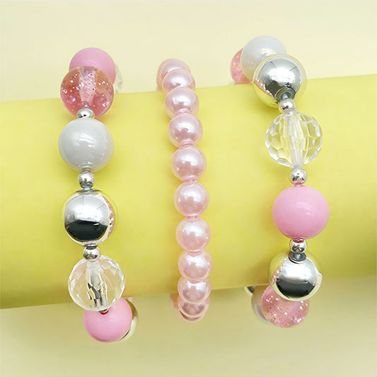 Children's Ornaments Natural Pearl Cute Pink Crystal Bracelets