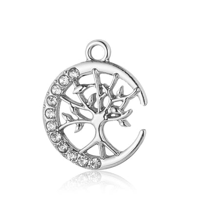 Leaf Zinc Alloy Lucky Tree Peach Heart Pendants