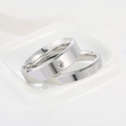 Style Simple Couple Diamond Glossy Single Stainless Steel Rings