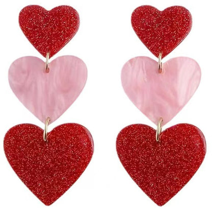 Color Matching Valentine's Day Acrylic Love Heart Earrings