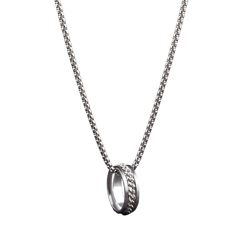 Women's & Men's Titanium Steel Chain Rotatable Decompression Ornament Necklaces