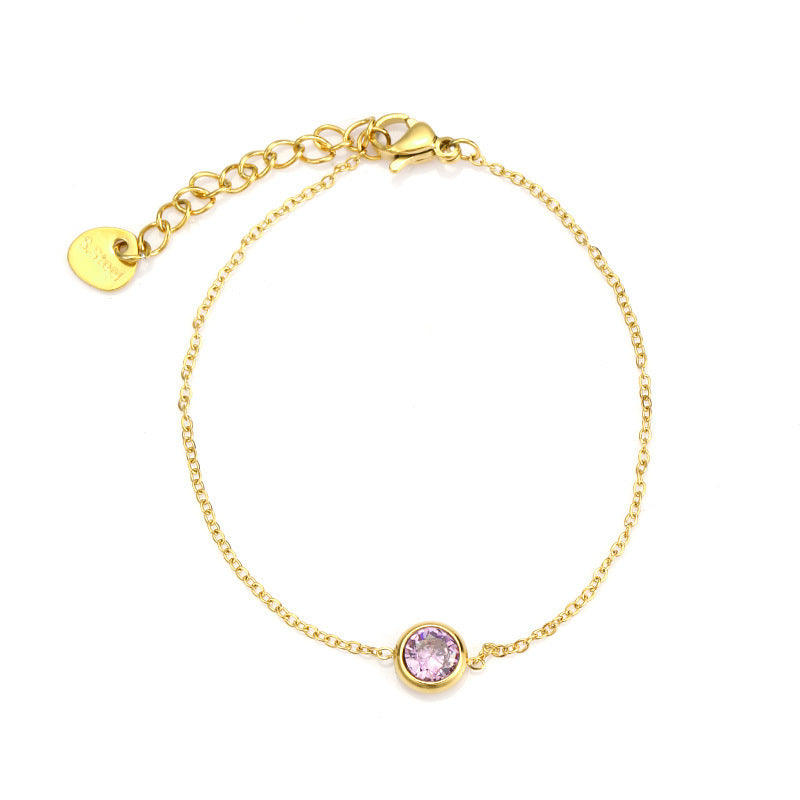 Women's Gold-plated Stainless Steel Colorful Zircon Fashion Bracelets