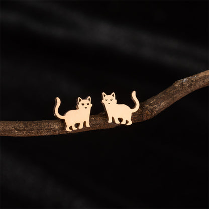 Stainless Steel Cute Simple Cartoon Animal Earrings