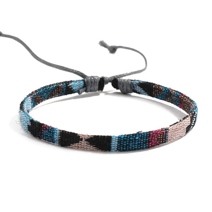 Colorful Bohemian Style Cotton Linen Fabric Woven Bracelets