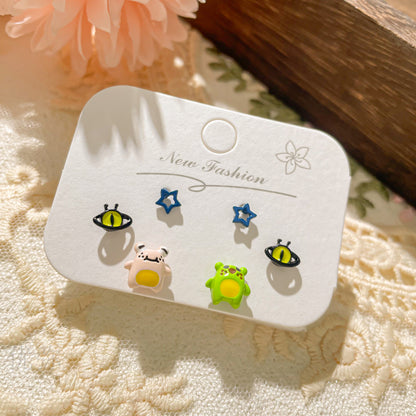 Women's & Children's Fresh Cute Sier Small Delicate High-grade Cartoon Fun Earrings