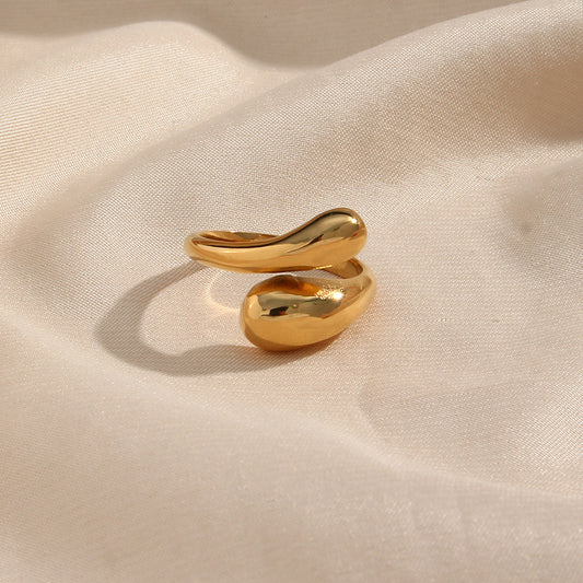Cold Wind Design Water Drop Glossy Female Rings