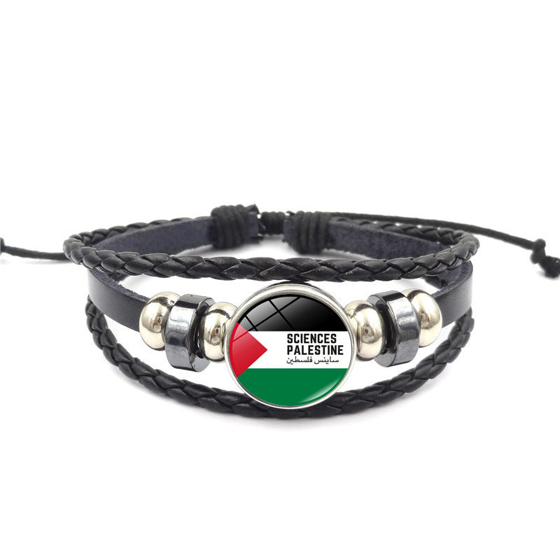 Women's Palestine Flag Punk Style Beaded Weave Bracelets