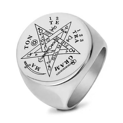 Women's Five-pointed Star Stamp Letter Geometric Glossy Trendy Rings