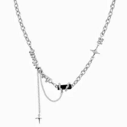 Women's & Men's Female Onyx Winding Titanium Steel Clavicle Necklaces