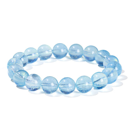 Natural Iced Aquamarine Simple Crystal Ball Bracelets