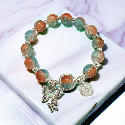 Super Fairy Orange Blue Jade Broken Glass Butterfly Bracelets