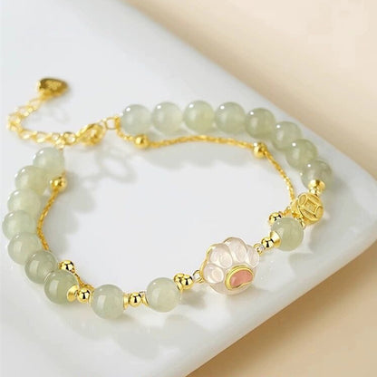 Jade Light Luxury Cat's Paw Elastic Size Bracelets