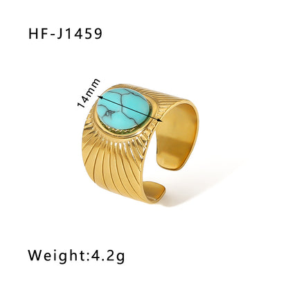 Stone Color Natural Stainless Steel Gold Rings