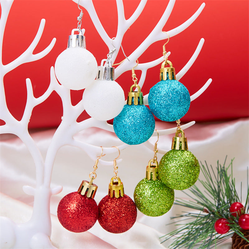 Ornament Christmas Glossy Sequin Bulb Ear Earrings