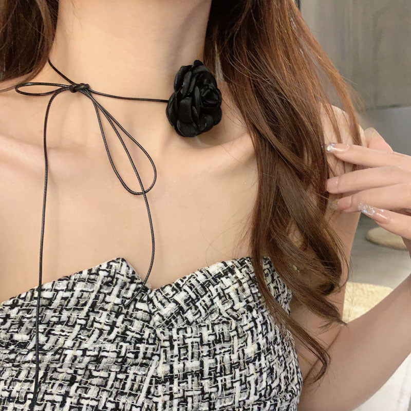 Gemstone Rose Accessories Female Dark Style Light Luxury Minority Necklaces
