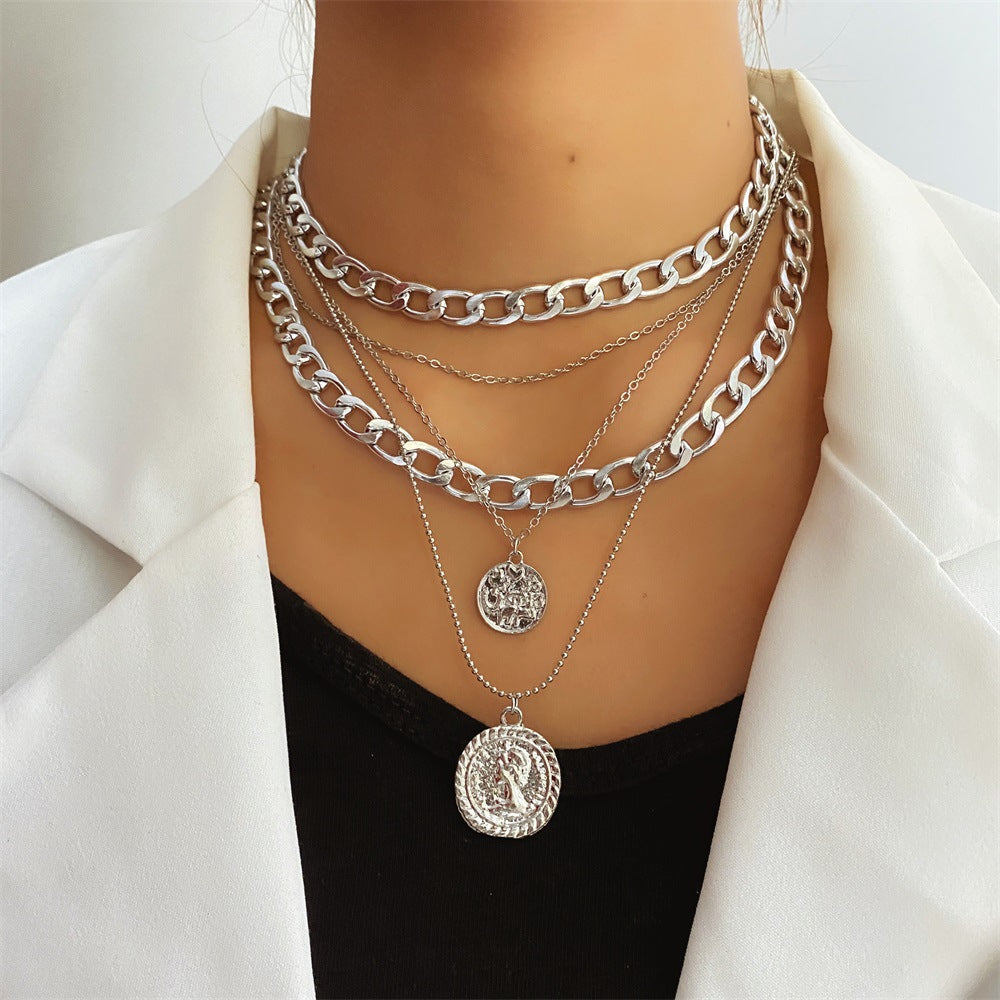 Women's Ornament Portrait Round Plate Fashion Trend Necklaces