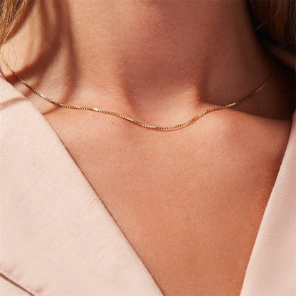 Women's & Men's Gold-plated Stainless Steel Box Chain Clavicle Trendy Necklaces