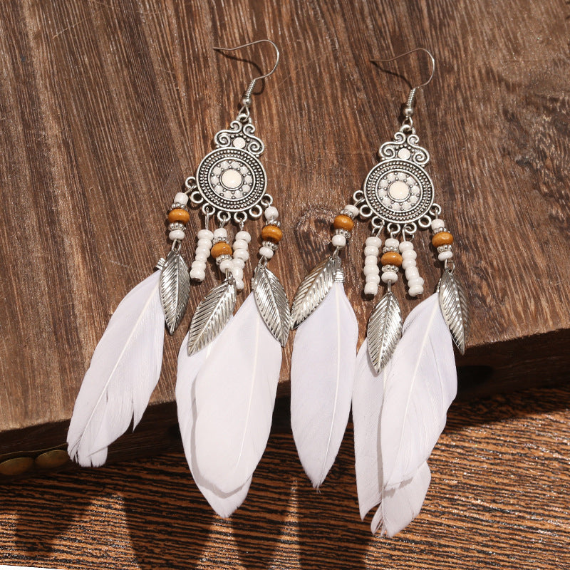 Bohemian Feather Ethnic Yunnan Travel Vintage Earrings