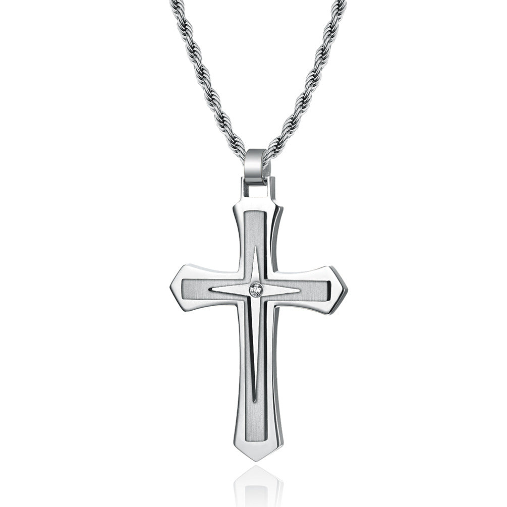 Men's Stainless Steel Two-color Cross Trendy Titanium Pendants