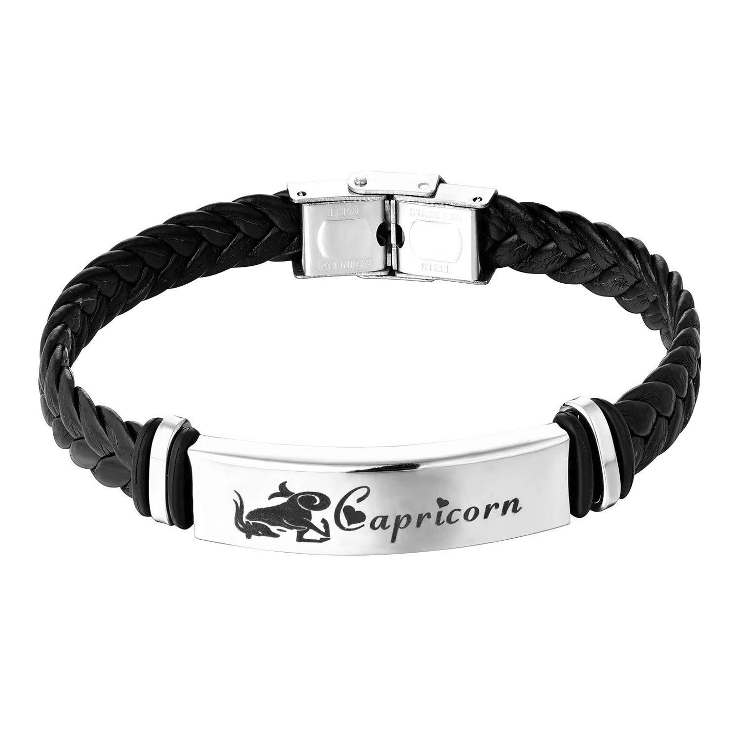 Twist Leather Rope Woven Stainless Steel Snap Joint Bracelets