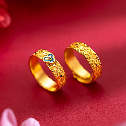 Women's & Men's Gold Vintage Ethnic Style Enamel National Rings