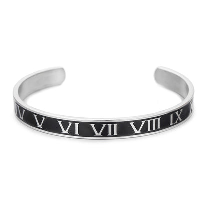 Women's & Men's Fashion Roman Numerals Stainless Steel White Bracelets