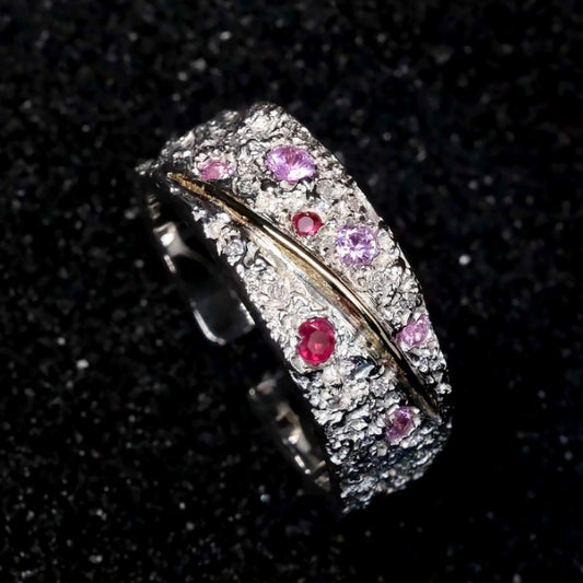 Men's Starry Sky Sapphire Handmade Meteor Shower Magic Rings