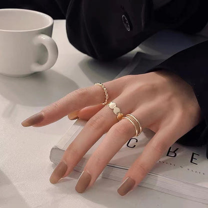 Design Twist Sequins Three-piece Set Fashion Temperament Rings