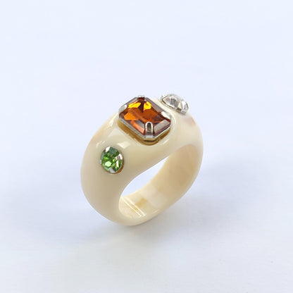 Korean Design Candy Color Gemstone Retro Diamonds Rings