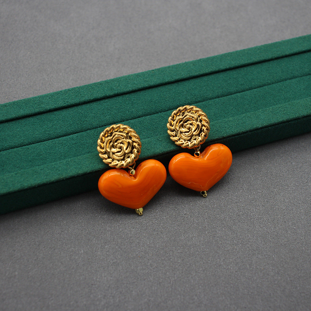 Ear Clip Niche Jewelry Red Love Glaze Earrings