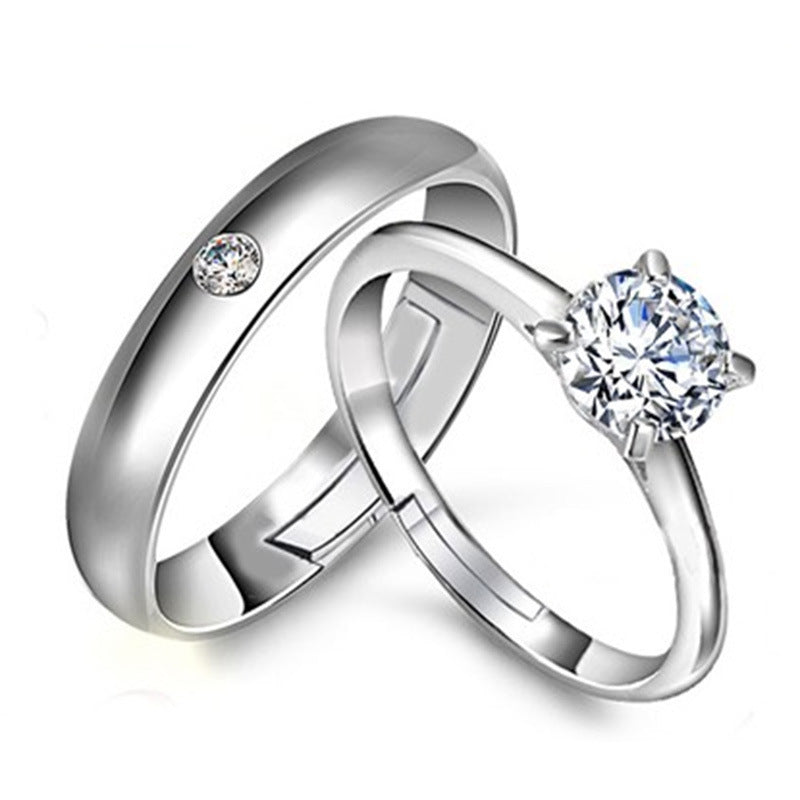 Jewelry Female Couple Sier Plated Open-end Rings