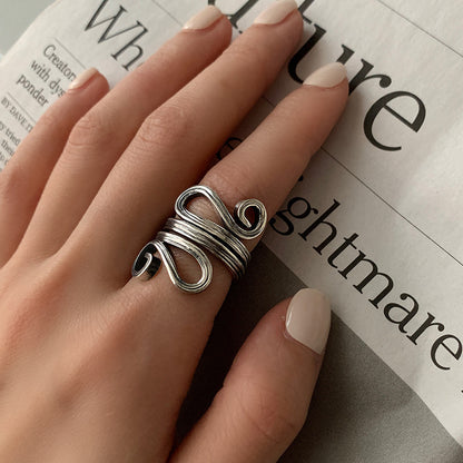 Female High Profile Fashion Creative Sier Opening Niche Rings