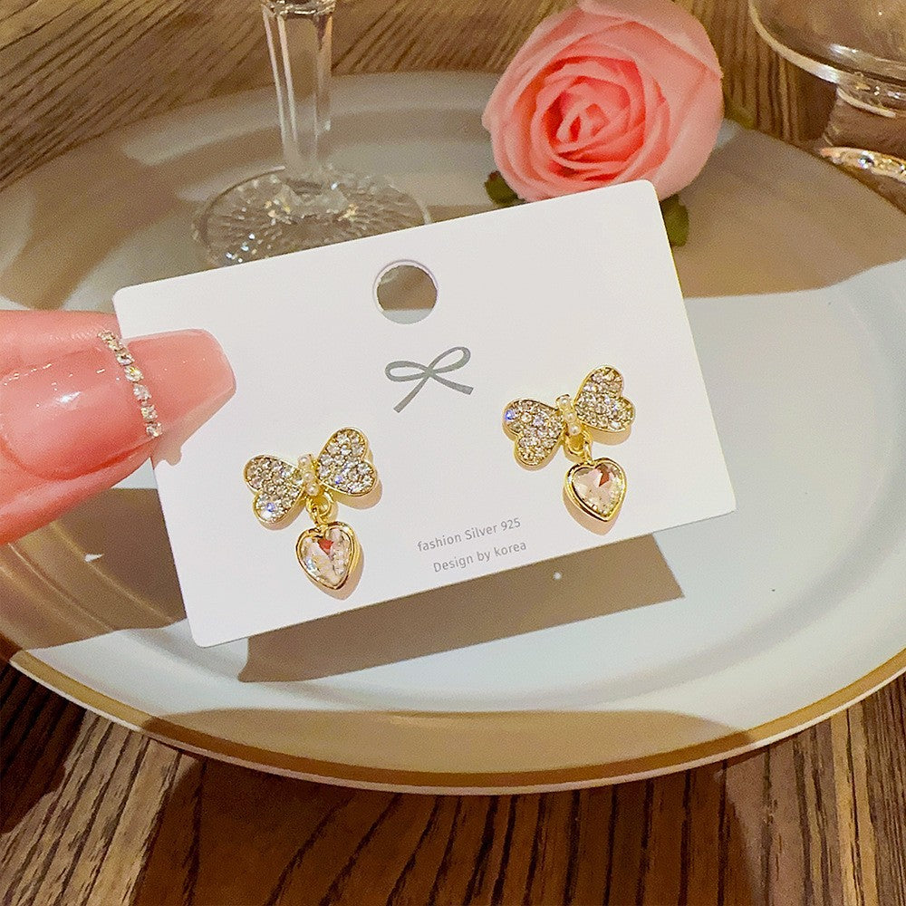 Style Trendy Pearl Design Hollow Butterfly Earrings