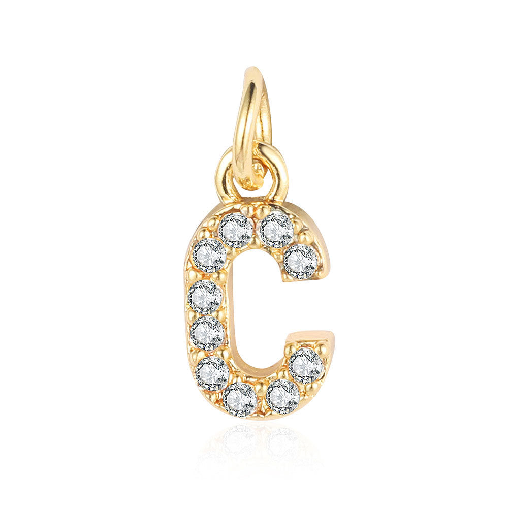 English Letters Copper Zircon Ornaments Accessories Yellow Gold Pendants