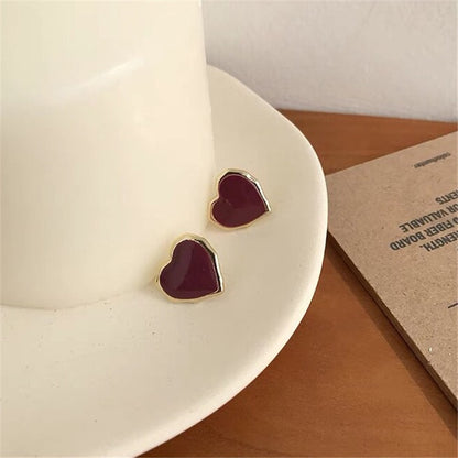 Korean Female With Hearts Simple Elegant Earrings