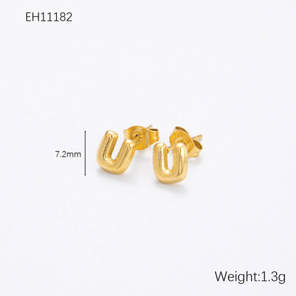 Women's Alphabet Letter Stainless Steel Gold-plated High-grade Affordable Luxury Earrings