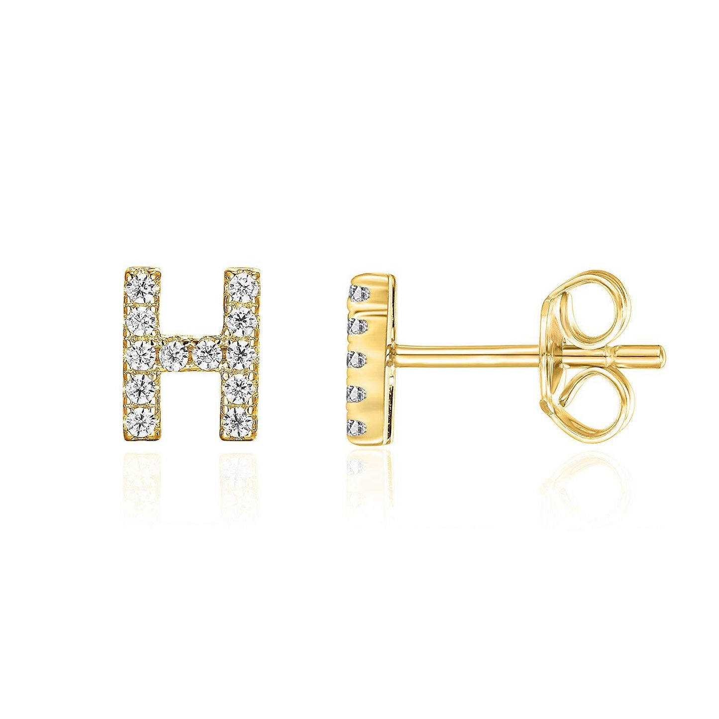 Sier English Alphabet Letter Micro Inlaid Earrings