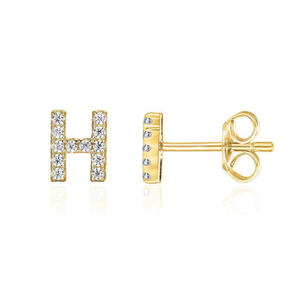 Sier English Alphabet Letter Micro Inlaid Earrings