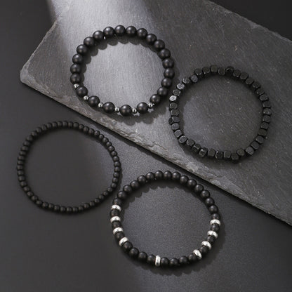 Men's Frosted Wooden Bead Hematite Beaded Suit Bracelets