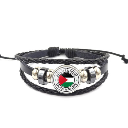 Women's Palestine Flag Punk Style Beaded Weave Bracelets