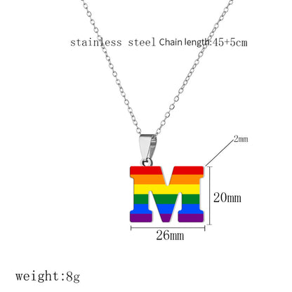 Women's Color Rainbow Letter Printing Titanium Steel Stainless Pendants